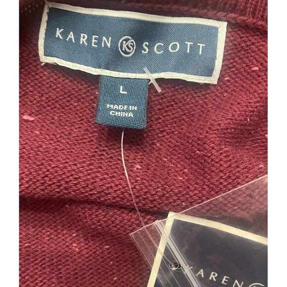 Karen Scott New Sweater Women’s Size L Burgundy Long Sleeve Round Neck . LTOP862 - Picture 6 of 7